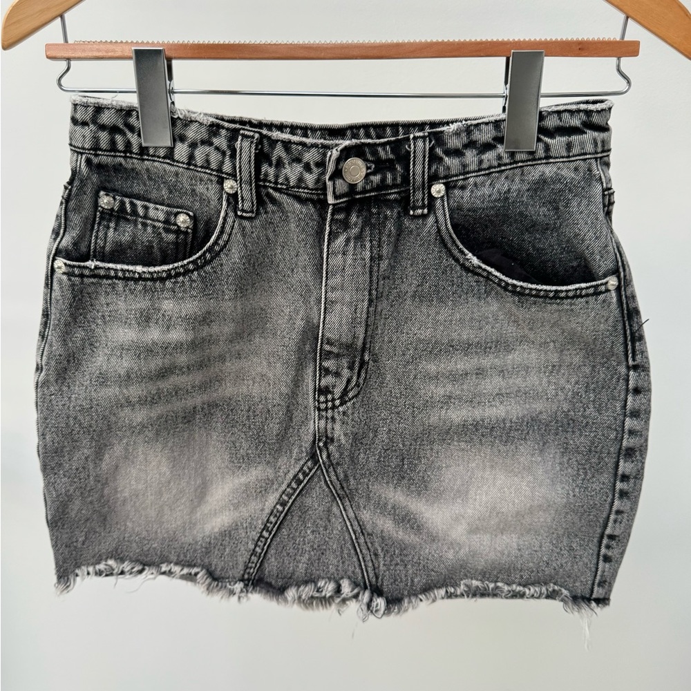 Signature8 Black Washed Denim Skirt, Size M